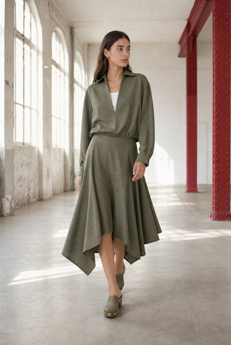 Marta asymmetrical viscose rok | Green