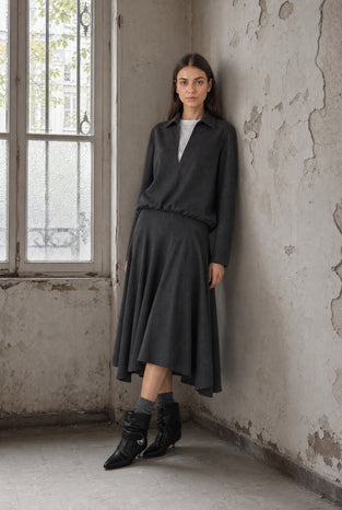 Marta asymmetrical viscose rok | Anthracite
