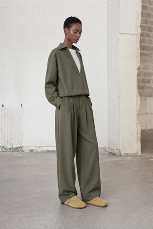 Sloan viscose pleated broek | Green