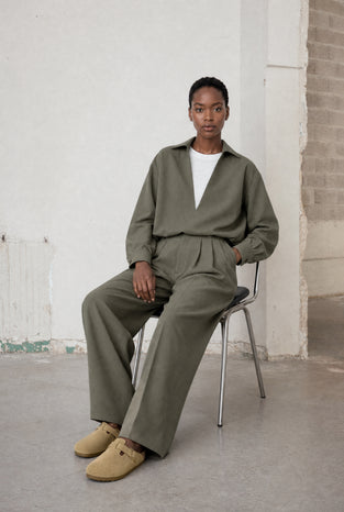 Sloan viscose pleated broek | Green