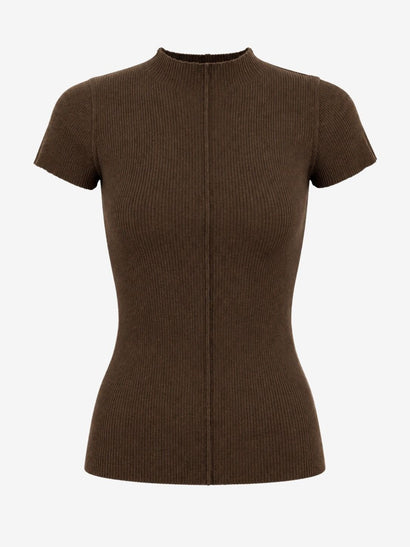 Top Rina in maglia a coste | Marrone