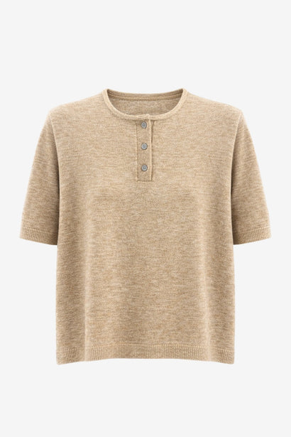 Moon Oberteil aus Glattstrick | Beige Melange