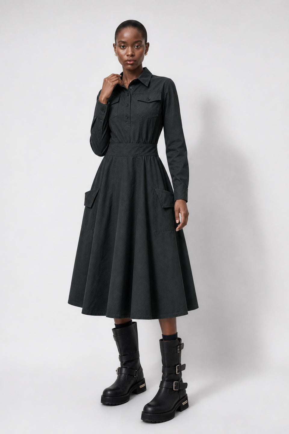 Amara polon shirt dress | Anthracite