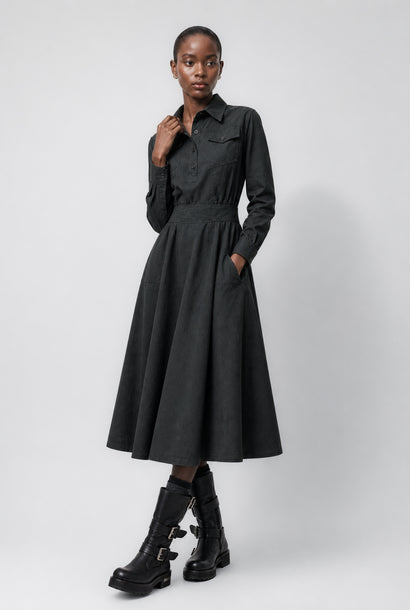 Amara polon shirt dress | Anthracite
