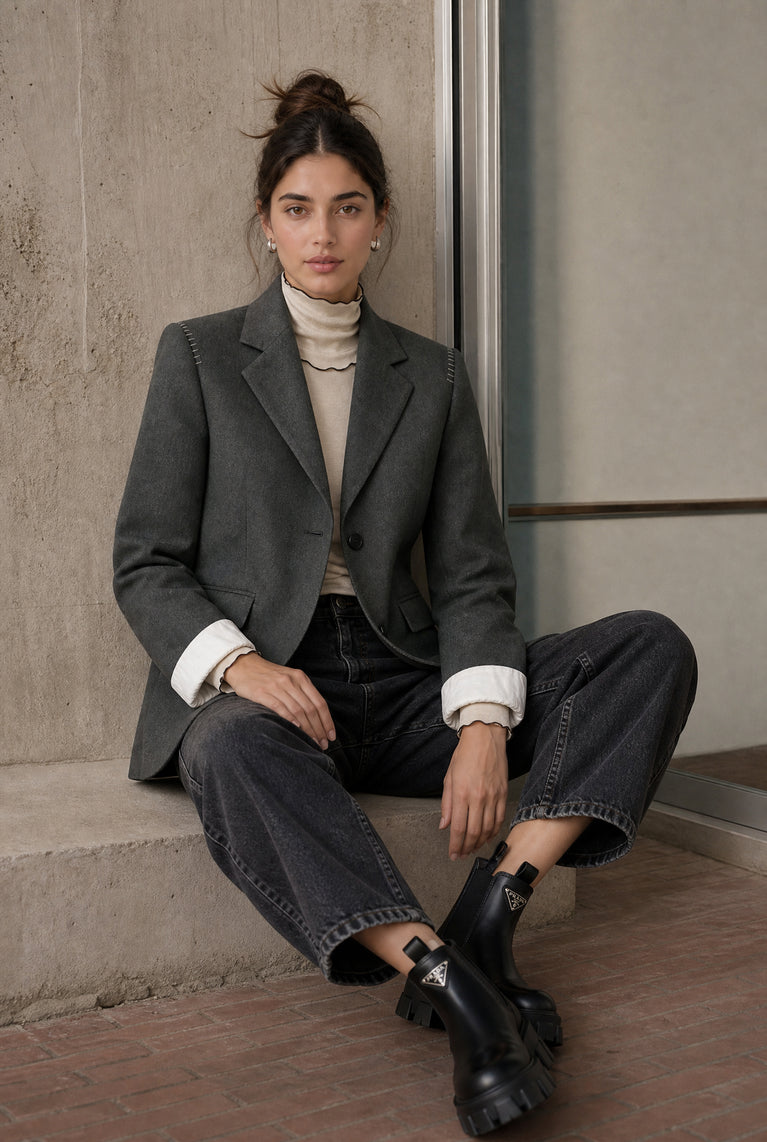 Eleni Viskose basic blazer | Melange