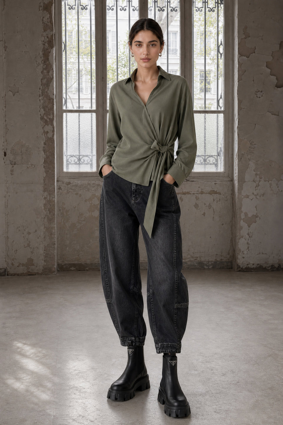 Vivi lyocell knot Blouse | Army