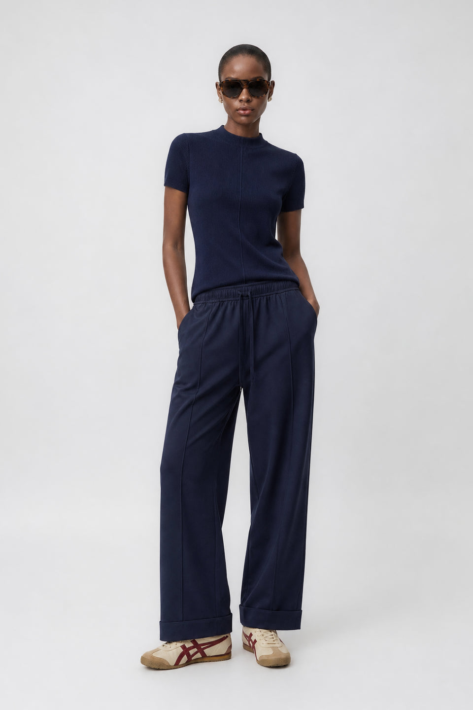 Rina rib knit top | Dark Blue