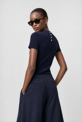 Rina rib knit top | Dark Blue