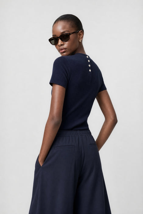 Rina rib knit top | Dark Blue
