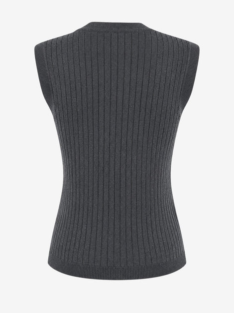 Oda back knitted Viskose Weste | Grey