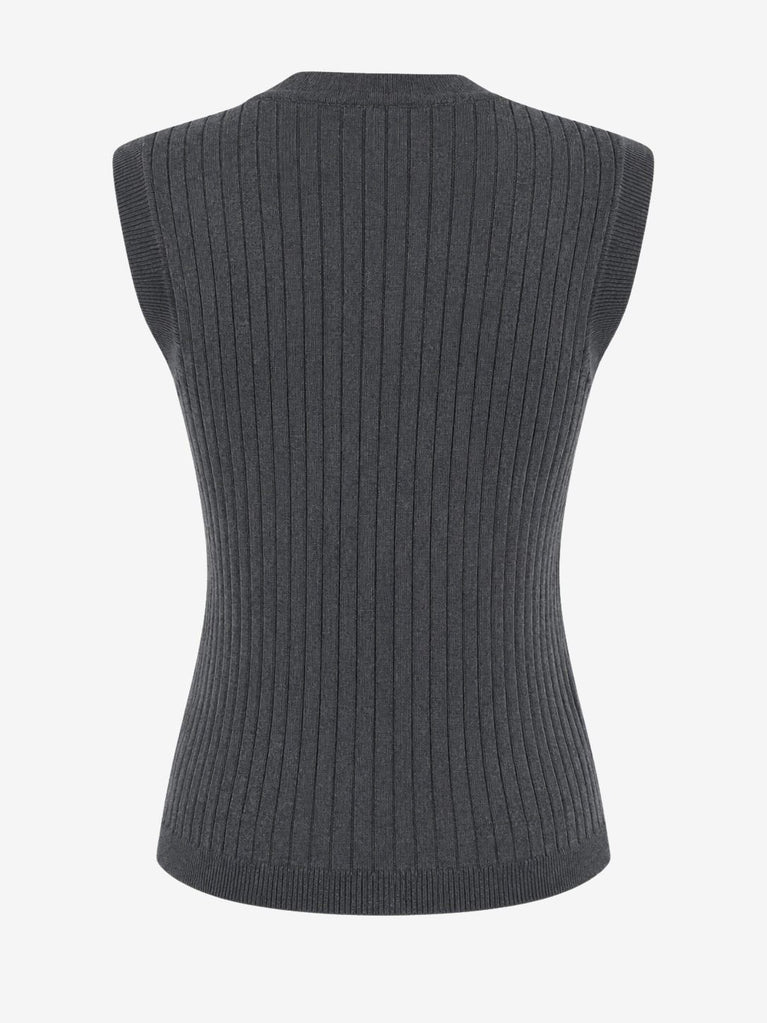 Oda back knitted Viskose Weste | Grey