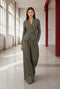 Lean wide-leg Hose | Green Melange