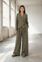 Lean wide-leg Hose | Green Melange