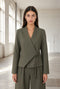 Jade fitted Viskose blazer | Green Melange