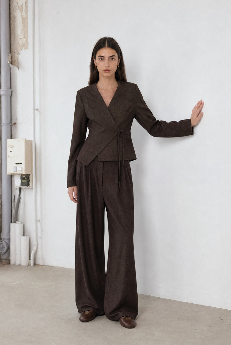 Lean wide-leg broek | Dark Brown