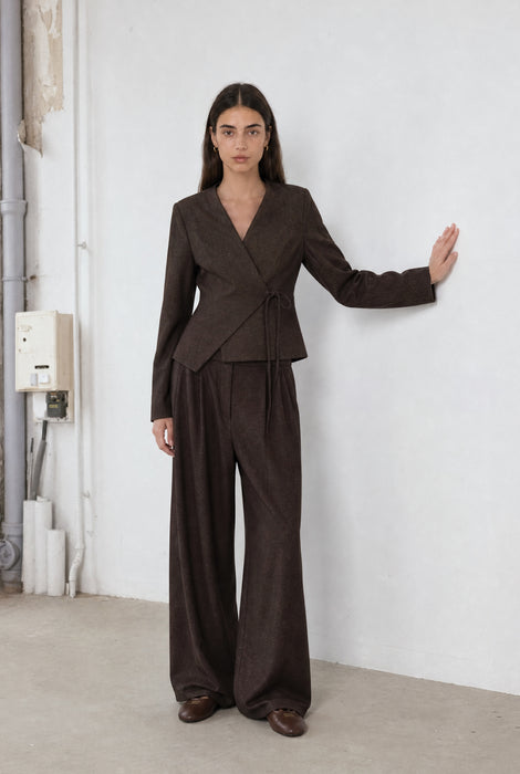 Jade fitted viscose blazer | Dark Brown