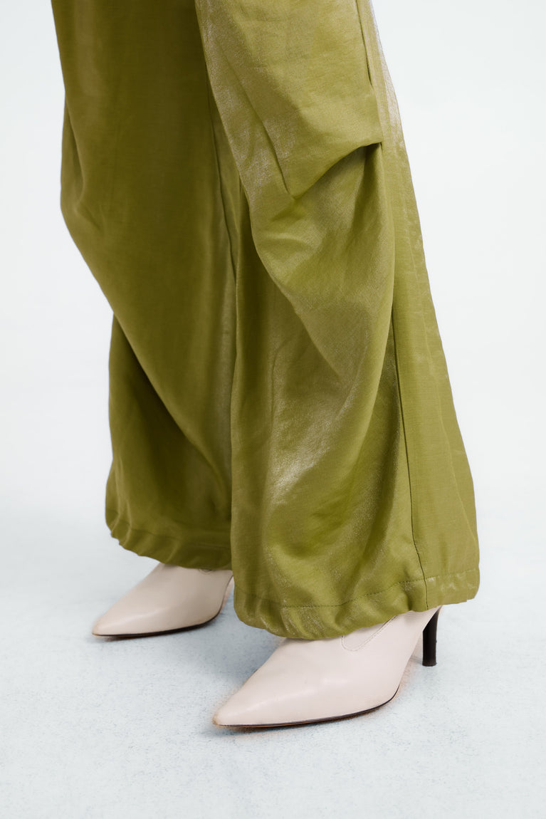 AvalonN shiny viscose pants | Lime