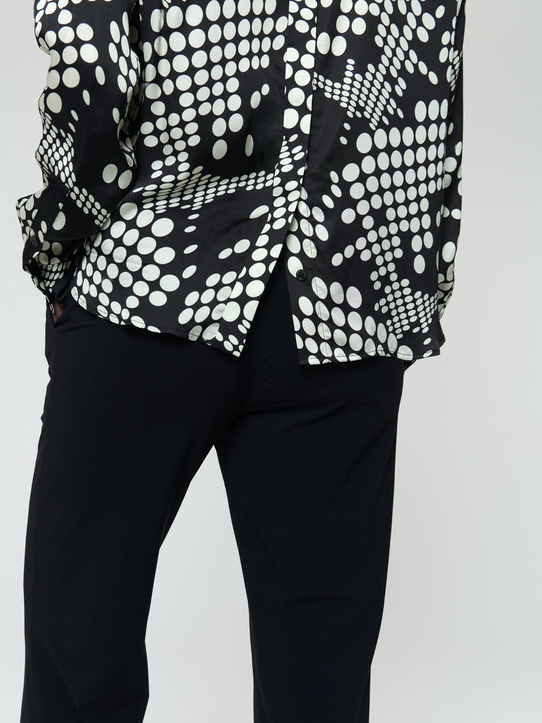 Sisi print shine viscose blouse | Black