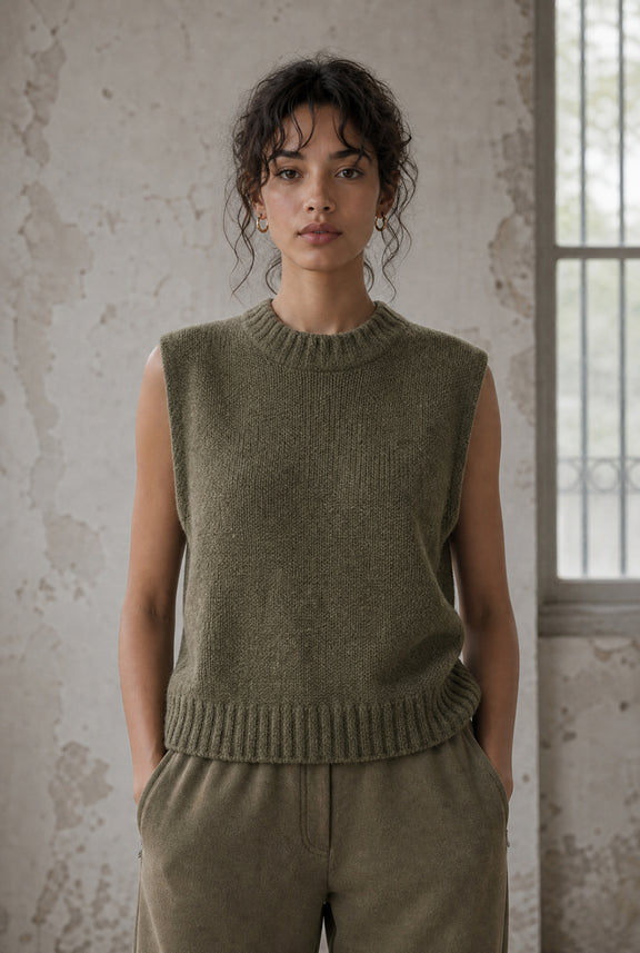 Abigail Alpaca vest EX H24179 | Green