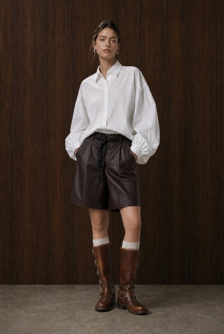Adelina Baumwolle oversized Bluse | White