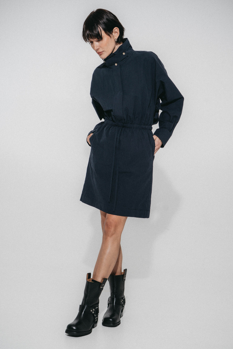 Alba poplin midi dress | Dark Blue