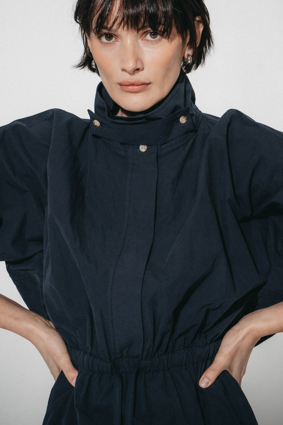 Alba poplin midi dress | Dark Blue