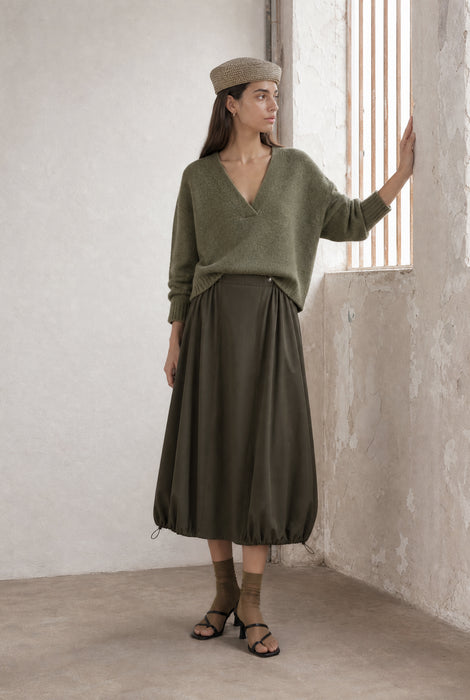 V-Ausschnitt melange pullover 26553 | Green