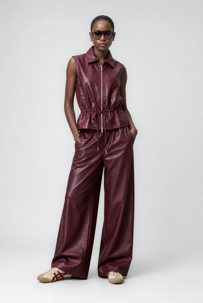 Alora eco leather vest | Bordo