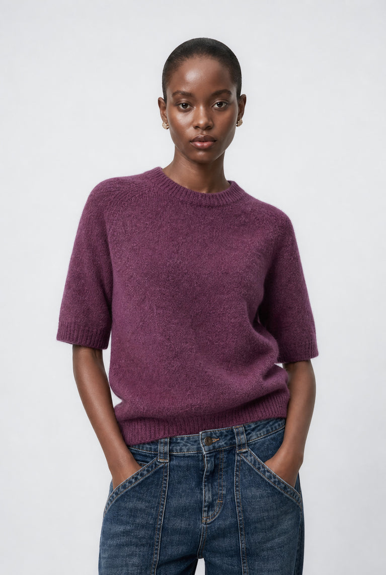 Alpaca knitted top WP01 | Burgundy