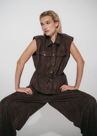 Arabel suede effect Hose | Dark Brown
