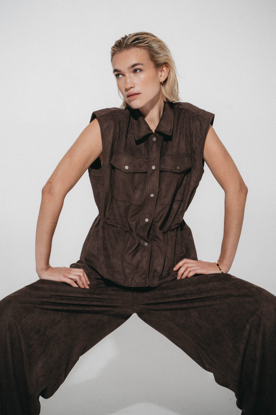 Arabel suede effect Hose | Dark Brown
