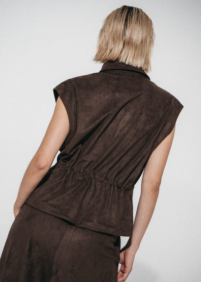 Gilet Arden effetto scamosciato | Marrone scuro