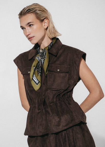Gilet Arden effetto scamosciato | Marrone scuro