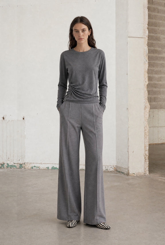 Ari Baumwolle top | Grey Melange