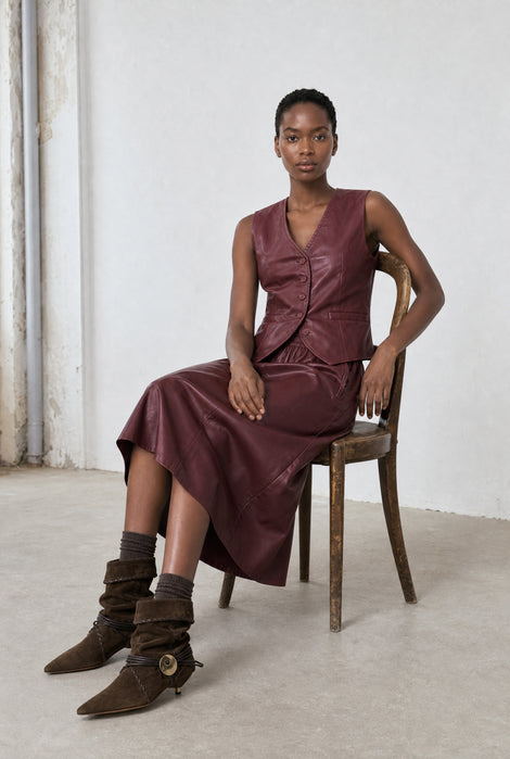 Elle eco leather rok | Bordo