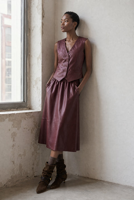 Arian eco Leer vest | Bordo