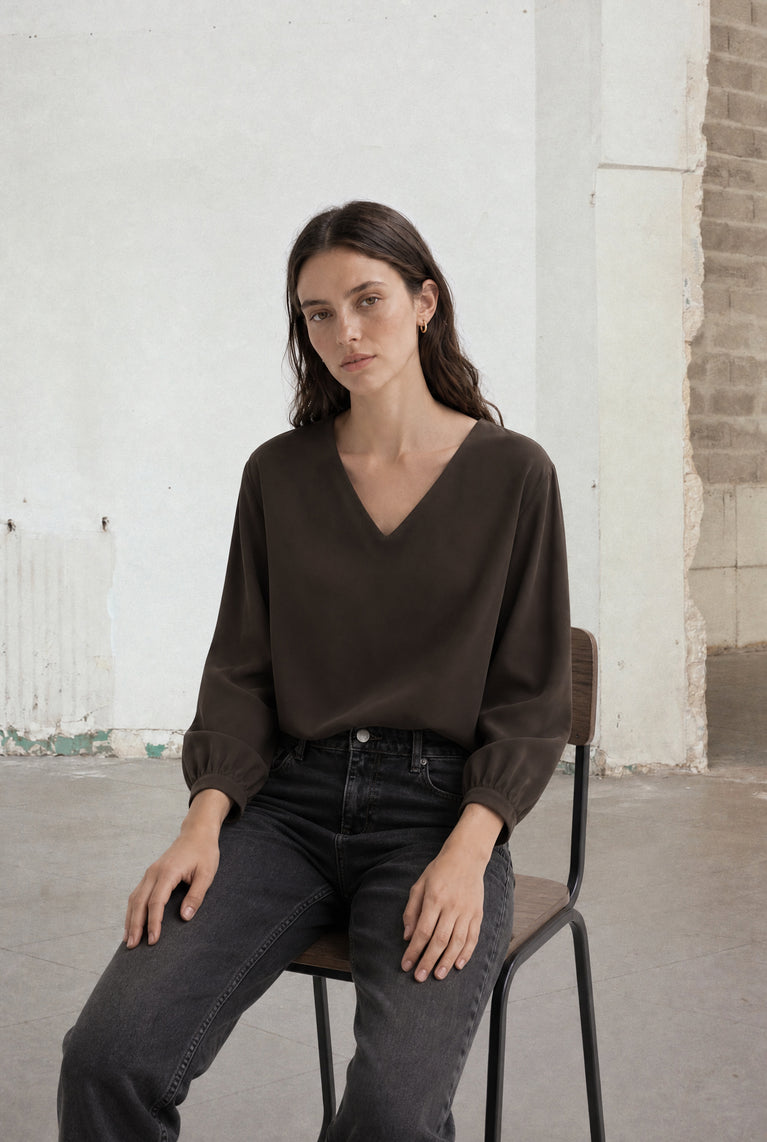 Aria Top technical jersey | Chocolate