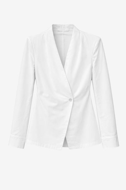 Asymmetrisk omlottblus i poplin | Vit