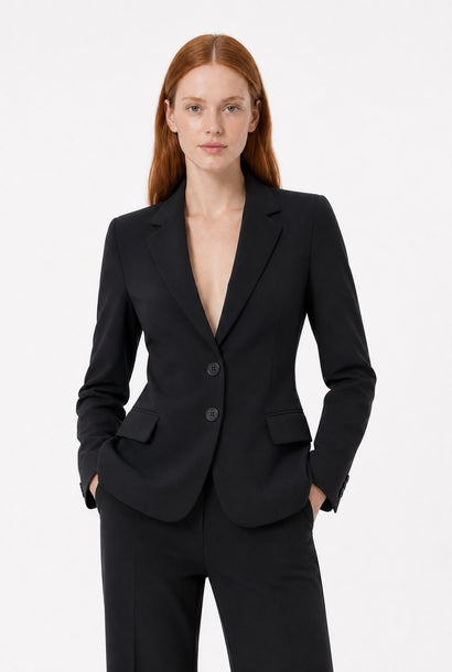 Atina blazer van technische jersey | Zwart