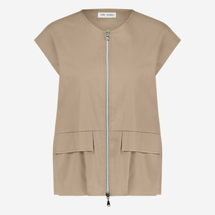 Costante cotton sleeveless jacket | Beige