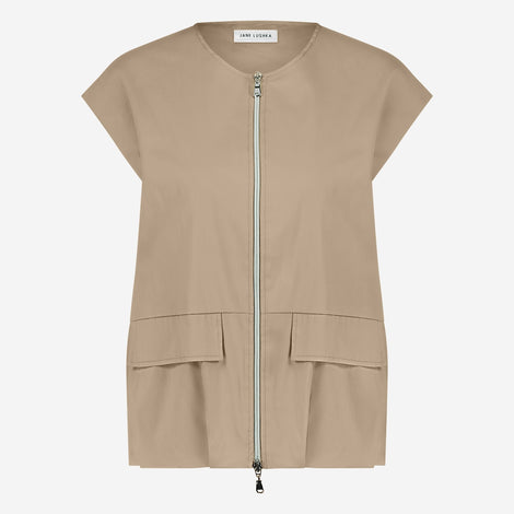 Costante cotton sleeveless jacket | Beige