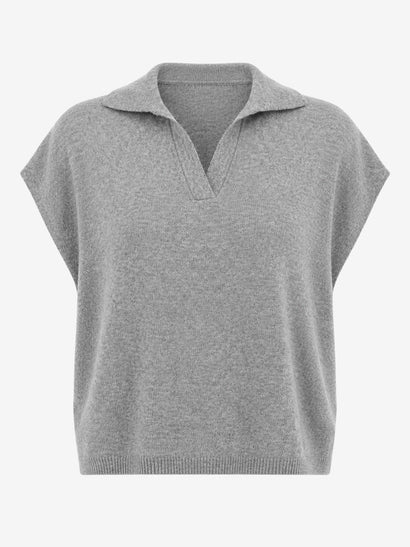 Polo en cachemire mélangé 26554 | Gris