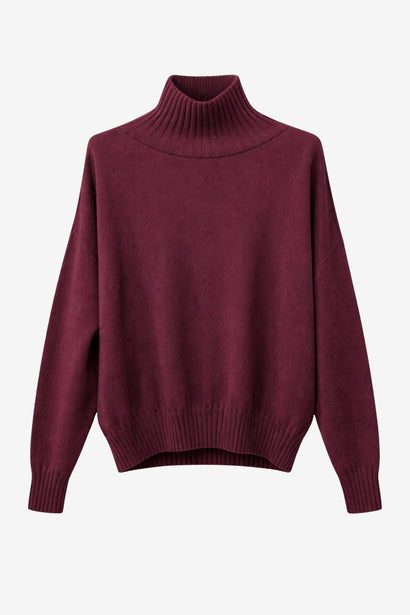 Polo-pullover van kasjmwool W1165 | Bordeaux