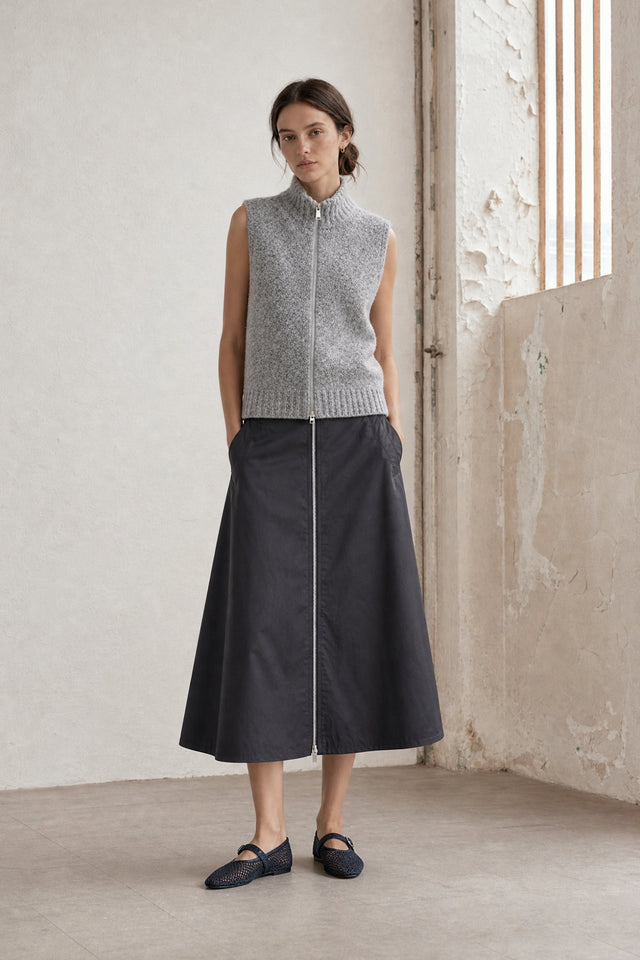 Bardolino taffeta zipper skirt | Grigio