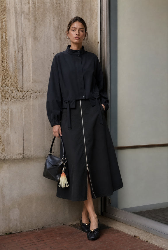 Bardolino taft zipper rok | Nero