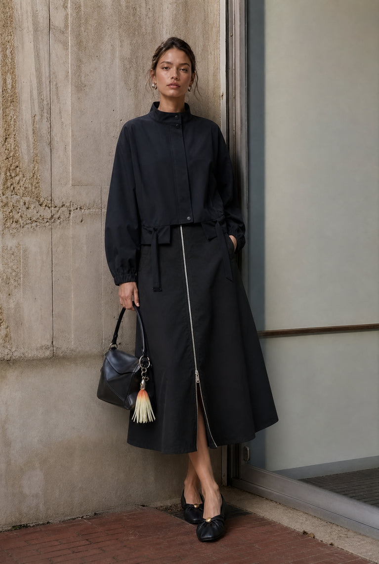 Bardolino taft zipper rok | Nero