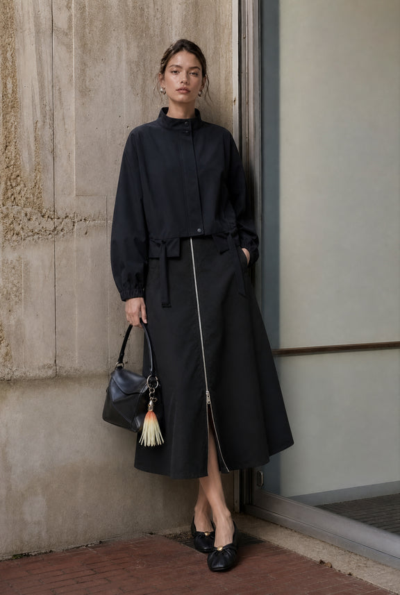 Bardolino taft zipper rok | Nero