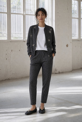 Urbino viscose blend pants | Black Melange