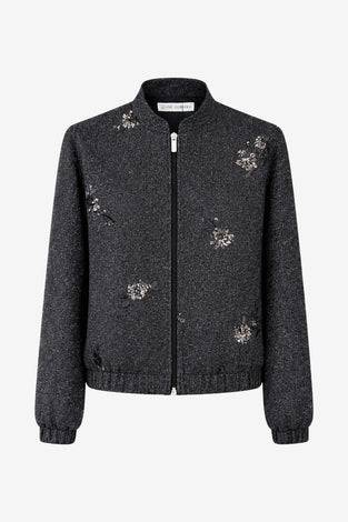 Bernino viscose bomber jacket | Black Melange