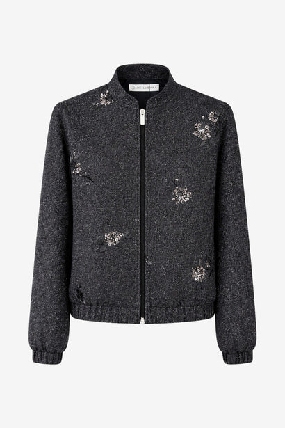Bernino viscose bomber jacket | Black Melange